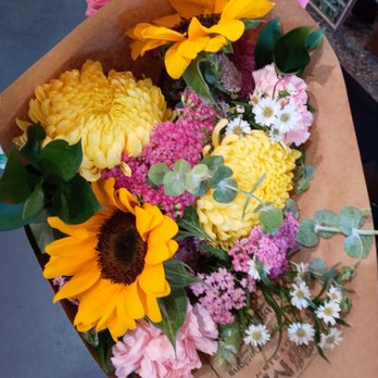 Blumz...by JRDesigns - A bouquet of pink and yellow flowers with some greenery - Florists Near Me - Ferndale, Michigan