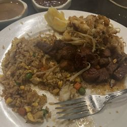 Tokyo Japanese Steak House - Friend rice. Extra $4 charge per person for fried rice. Steak and bean sprouts.