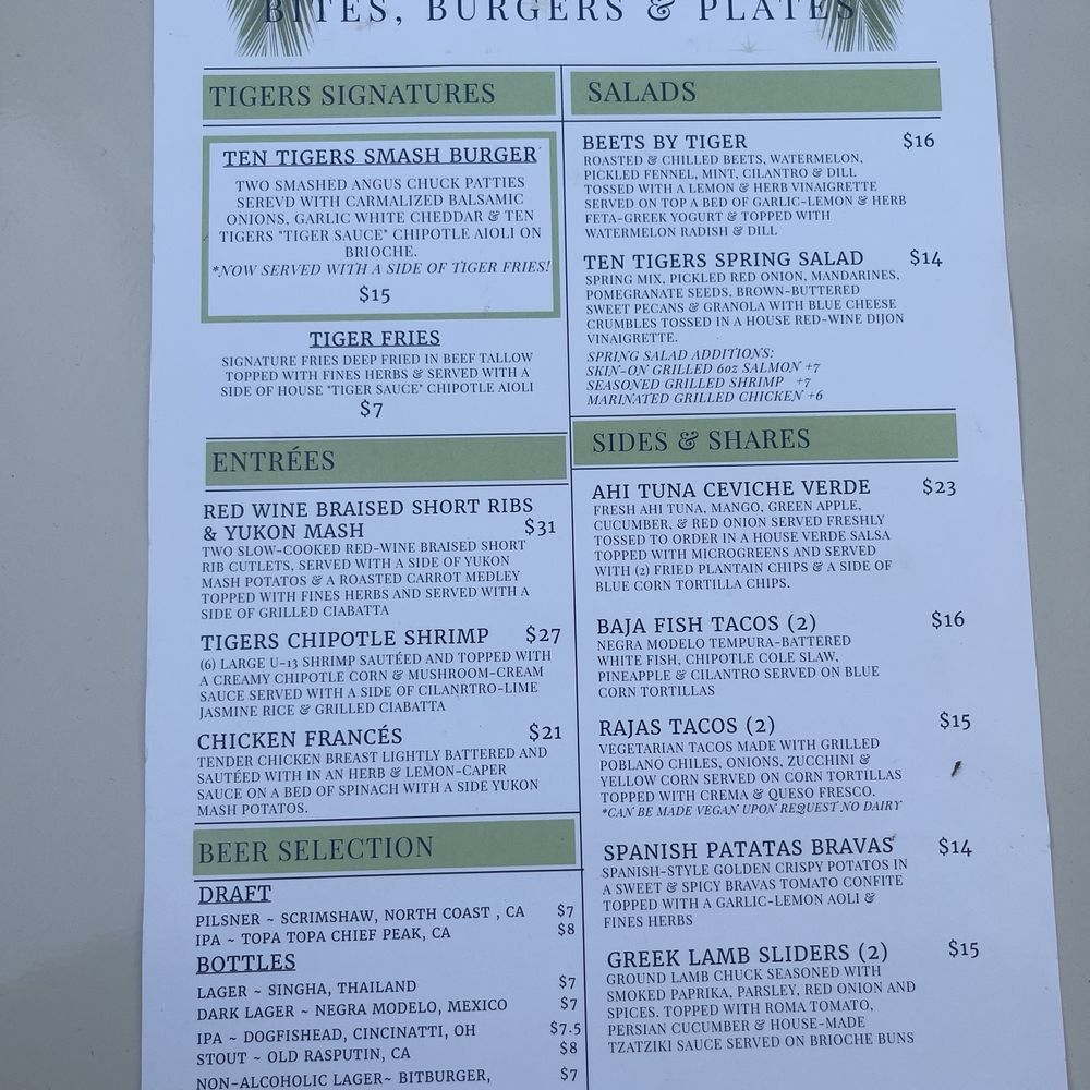 Ten Tigers - Food Menu - Cocktail Bars Near Me - Ventura, California Ten Tigers - Food Menu - Cocktail Bars Near Me - Ventura, California