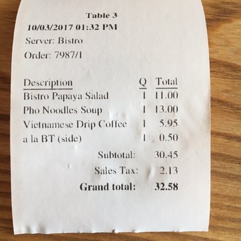 Bistro BT - Here's proof we were charged for the spicy sauce. - Vietnamese Near Me - Tampa, Florida Bistro BT - Here's proof we were charged for the spicy sauce. - Vietnamese Near Me - Tampa, Florida