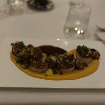 Edge Steakhouse - Scallop special- seared scallops, butternut squash purée, shallots and garlic with a balsamic reduction, I think, it's been a minute - Steakhouses Near Me - Las Vegas, Nevada