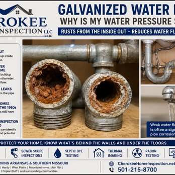 Cherokee Home Inspection - Galvanized Water Pipe Issues - Home Inspectors Near Me - Hardy, Arkansas Cherokee Home Inspection - Galvanized Water Pipe Issues - Home Inspectors Near Me - Hardy, Arkansas