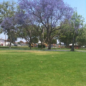 Edward Vincent Jr Park - Jacaranda trees and one of the playgrounds - Parks Near Me - Inglewood, California