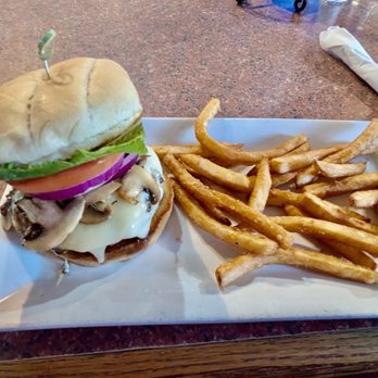 Big Woody's Bar & Grill - Mushroom Swiss Burger with Fries - Sports Bars Near Me - Chesapeake, Virginia Big Woody's Bar & Grill - Mushroom Swiss Burger with Fries - Sports Bars Near Me - Chesapeake, Virginia