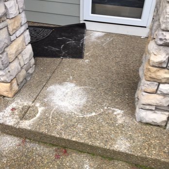 Capitol Hardwood Floors - Residue from cleaning his tools on my front patio - Flooring Near Me - Salem, Oregon