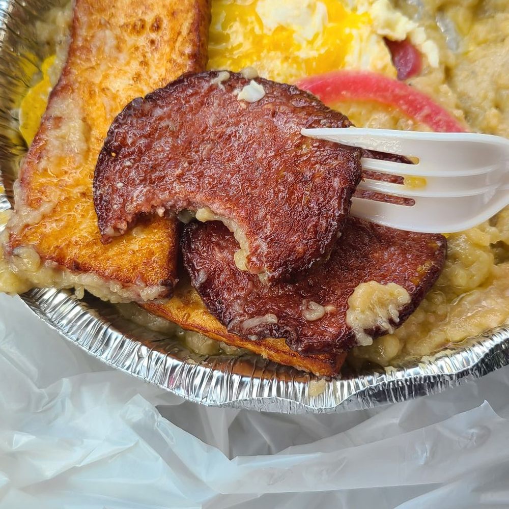 Mechi's - Deli slice of fried Dominican salami. - Juice Bars & Smoothies Near Me - Central Valley, New York Mechi's - Deli slice of fried Dominican salami. - Juice Bars & Smoothies Near Me - Central Valley, New York