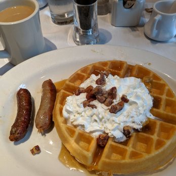 Old Ebbitt Grill - Banana Foster's waffles with turkey sausage - Bars Near Me - Washington, DC, District of Columbia Old Ebbitt Grill - Banana Foster's waffles with turkey sausage - Bars Near Me - Washington, DC, District of Columbia