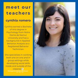 Foundation for Hearing Research - meet our teachers - Cynthia Romero brings her years of experience and background in ABA to Weingarten Children's Center.