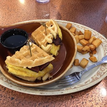 Another Broken Egg Cafe - Waffle sliders with potatoes. Comes with maple syrup! - Breakfast & Brunch Near Me - Shreveport, Louisiana Another Broken Egg Cafe - Waffle sliders with potatoes. Comes with maple syrup! - Breakfast & Brunch Near Me - Shreveport, Louisiana