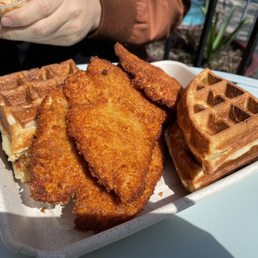 scnitzel and waffles
