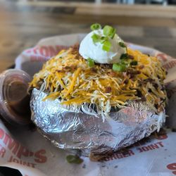 Stomp’s Burger Joint - Baked Potato- chopped brisket, cheese, sour cream, chives