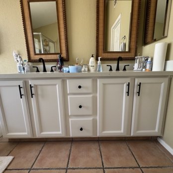 Prima Painting - Painted bathroom vanity. - Painters Near Me Prima Painting - Painted bathroom vanity. - Painters Near Me