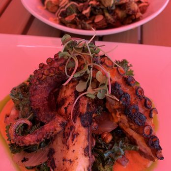 Topsail - Grilled octopus, brussels sprouts, and macaroni and cheese with lobster. - American Near Me - San Diego, California Topsail - Grilled octopus, brussels sprouts, and macaroni and cheese with lobster. - American Near Me - San Diego, California