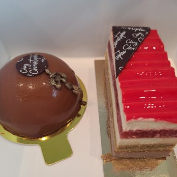 Chez Christophe - Mango Chocolate mousse cake and the Fraise Pistache cake - Bakeries Near Me - White Rock, British Columbia