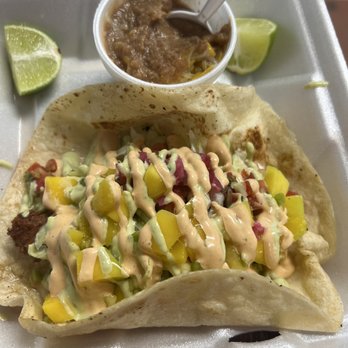 Taco Kitchen - Fancy fish taco. Absolutely huge and delicious. - Tacos Near Me - Charleston, South Carolina Taco Kitchen - Fancy fish taco. Absolutely huge and delicious. - Tacos Near Me - Charleston, South Carolina