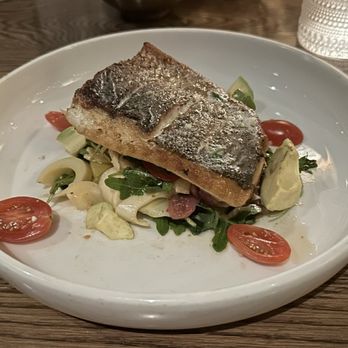Mexican Sugar Las Colinas - STRIPED BASS pan roasted fillet, hearts of palm citrus salad, pasilla-sherry emulsion - Latin American Near Me - Irving, Texas