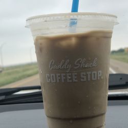 Caddy Shack Coffee Stop - Cadillac Ranch - SF Vanilla Cold Brew with whipping cream for the road.