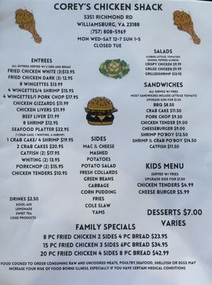 Menu photo 4 Corey’s Chicken Shack Williamsburg, VA