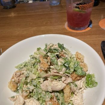 Doughbird - Caesar salad with Rotisserie Chicken and Spicy Blackberry Margarita - Comfort Food Near Me - Dallas, Texas Doughbird - Caesar salad with Rotisserie Chicken and Spicy Blackberry Margarita - Comfort Food Near Me - Dallas, Texas