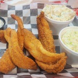 Ziffels Barbecue - Catfish Plate $14 overcooked. Take a pass on this slaw.
