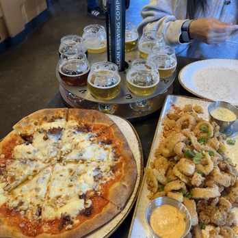 Pelican Brewing - Cannon Beach - Calamari, pizza, beer flight - Burgers Near Me - Cannon Beach, Oregon Pelican Brewing - Cannon Beach - Calamari, pizza, beer flight - Burgers Near Me - Cannon Beach, Oregon