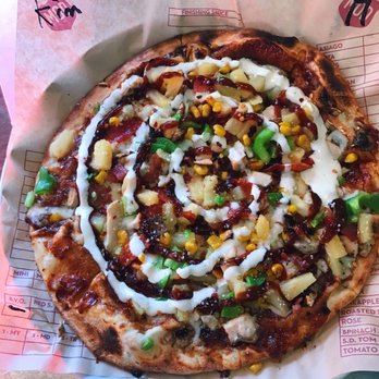 MOD Pizza - BBQ sauce, chicken, pepperoni, pineapple, corn, mushrooms and bell peppers - Pizza Near Me - Valencia, California