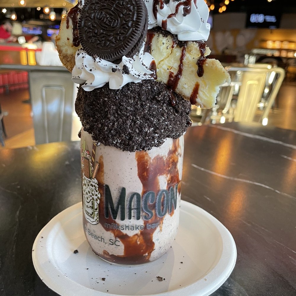 The Crazy Mason - Oreo milkshake topped with cheesecake - Desserts Near Me - Myrtle Beach, South Carolina The Crazy Mason - Oreo milkshake topped with cheesecake - Desserts Near Me - Myrtle Beach, South Carolina