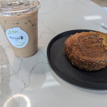 Fig and Olive Cafe - Iced karak chai with Biscoff New York Roll - Desserts Near Me - Greensboro, North Carolina Fig and Olive Cafe - Iced karak chai with Biscoff New York Roll - Desserts Near Me - Greensboro, North Carolina
