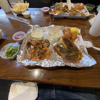 Bayou Fresh Seafood & Deli - Blackened Tilapia and shrimp with seaweed salad and fries. The snapper the following day was even tastier. - Seafood Near Me - Jasper, Alabama Bayou Fresh Seafood & Deli - Blackened Tilapia and shrimp with seaweed salad and fries. The snapper the following day was even tastier. - Seafood Near Me - Jasper, Alabama