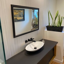 I tiled the entire wall and shower with the Porcelanosa tile. We installed it vertically to look like rain. I tiled the entire wall and shower with the Porcelanosa tile. We installed it vertically to look like rain.
