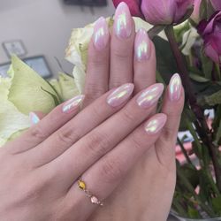 Elegant Nails & Spa - Perfect chrome acrylic overlay on natural nails