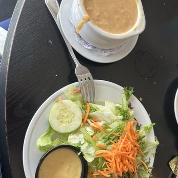 Marblehead Chowder House - Lobster Bisque with a shot of Sherry and side salad. - Seafood Near Me - Westampton, New Jersey