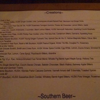 Husk - Cocktail menu - Southern Near Me - Nashville, Tennessee