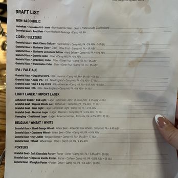 Grateful Goat Brewing & Provisions - Draft list as of Oct 2023 - American Near Me - Camp Hill, Pennsylvania Grateful Goat Brewing & Provisions - Draft list as of Oct 2023 - American Near Me - Camp Hill, Pennsylvania