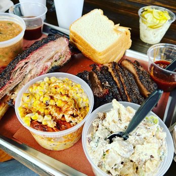 Bexar Barbecue - Beef Rib, 1 lb. Sliced Brisket, Bexar Beans, Baked Potato Salad(cold), Casa Corn - Barbeque Near Me - Tomball, Texas
