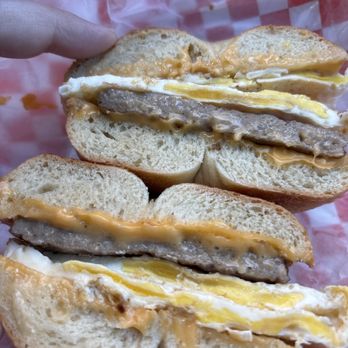 Bagel Bob’s - Sausage egg and cheese plain bagel. - Bakeries Near Me - Houston, Texas Bagel Bob’s - Sausage egg and cheese plain bagel. - Bakeries Near Me - Houston, Texas