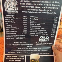 Brown Bear Saloon & Hotel - Menu as of Aug 2025