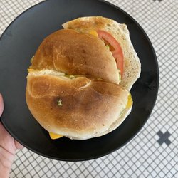 Cesaronis Cafe & Deli - Vegetarian breakfast Sammie on a bagel