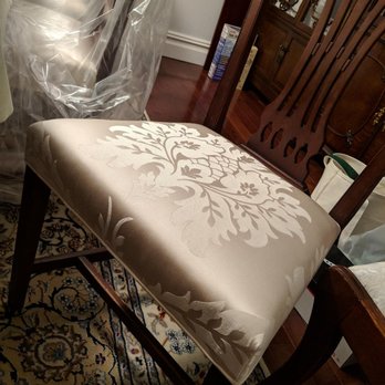 J&C Custom Upholstery - Finished reupholstered chair seat - note the tight corners and the neat single welting finish. - Furniture Reupholstery Near Me - Brooklyn, New York