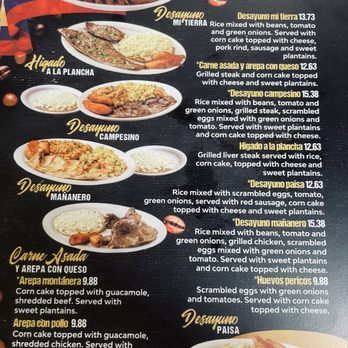 Mi Tierra Restaurant - Menu - Breakfast - Colombian Near Me - Charlotte, North Carolina