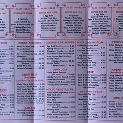 George's China Kitchen - August 26th, 2020 menu. *NEW*
