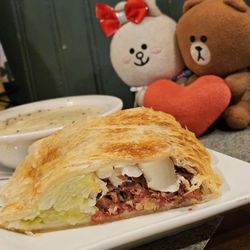 Irish Cottage Inn - Inside of the Corned Beef En Croute... baked potatoes, cabbage, and corned beef in a puff pastry... excellent!