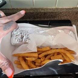 Philly and fries in box Philly and fries in box