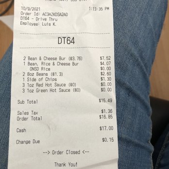 Miguels Jr - Receipt of the order - Mexican Near Me - Riverside, California