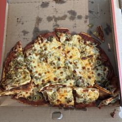Red's Savoy Pizza - This is exactly how my pizza was delivered to me. Thankfully it still tasted good.