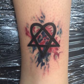 Emerald Tattoo And Piercing - Modesto - So very happy with this Heartagram Nick did on me as a tribute to my favorite band, H.I.M - Piercing Near Me - Modesto, California