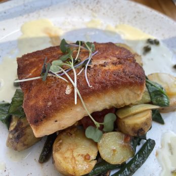 The Roundhouse Hotel - Pan Seared Ora King Salmon - New American Near Me - Beacon, New York The Roundhouse Hotel - Pan Seared Ora King Salmon - New American Near Me - Beacon, New York