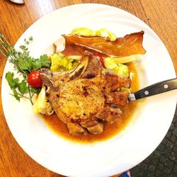 Rüdesheimer Schloss Weinhaus - We shared this very tender pork chop - German style!