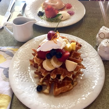 Paul's Place - Waffles and a lox bagel.  Yum!!! - Breakfast & Brunch Near Me - Hilo, Hawaii