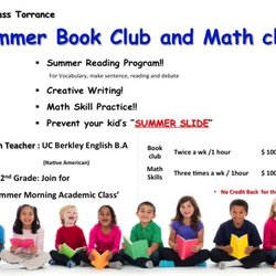 We're offering affordable summer book club and math skill improvement classes this 2017 summer! For more detail, feel free to call us!!